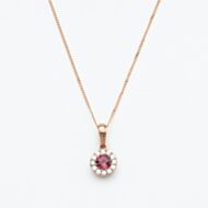 9ct Rose Gold 0.39ct Tourmaline & 0.14ct Diamond Halo Pendant Necklace NTP409PTMD-9RG