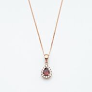 9ct Rose Gold 0.27ct Pear Cut Tourmaline & Diamond Halo Pendant Necklace NTP409PEAR-PTMD-9RG