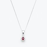 9ct White Gold Pear Cut Ruby & Diamond Cluster Pendant Necklace WWW3580P (5.13.0024)