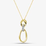 Pure Brilliance 9ct Yellow Gold 0.05ct Pave Diamond Oval Linked Pendant Necklace THP44319-05NJ