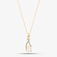 Gold Impression 9ct Yellow Gold Oval Opal & Diamond Pendant Necklace RJP04810
