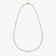 9ct Yellow Gold Flower Diamond Freshwater Pearl Beaded Necklace GN410W