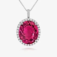Tivon 18ct White Gold Oval 7.78ct Pink Tourmaline & Diamond Cocktails & Champers Pendant PW-0998-PT