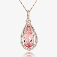 Tivon 18ct Rose Gold 1.85ct Pear Morganite & Diamond Cocktails & Champers Pendant PTTR-0716-MG