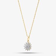 9ct Yellow Gold 0.15ct Diamond Cluster Flower Pendant THP48443-15 (YG)