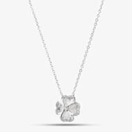 9ct White Gold 0.08ct Diamond Clover Pendant THN46884-08SF