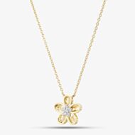 9ct Yellow Gold 0.08ct Diamond Flower Pendant THN48587-08SF (YG)