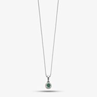 9ct White Gold Diamond Emerald Pendant GP875G GN151