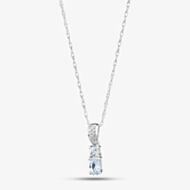 9ct White Gold Oval Aquamarine and Diamond Pendant BSS413-AQ