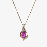 9ct Yellow Gold Ruby and Diamond Swirl Pendant P1860/7-10 RUBY