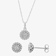 9ct White Gold 0.50ct Diamond Cluster Halo Jewellery Set THS19231-50