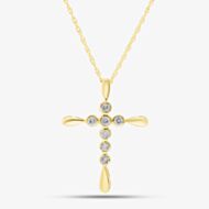 9ct Yellow Gold 0.10ct Bezel-set Diamond Cross Pendant THP22144-10