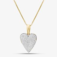 9ct Yellow Gold Diamond Pave Heart Pendant GP2254 GN141