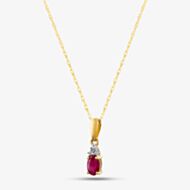  9ct Yellow Gold Ruby & Diamond Pendant Necklace QP00178-R YG