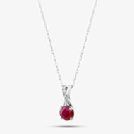  9ct White Gold Ruby & Diamond Crossover Pendant Necklace OJP1703-R