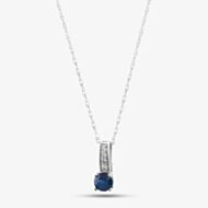  9ct White Gold Sapphire & 0.03ct Diamond Pendant Necklace OJP1704-BS