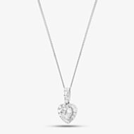 9ct White Gold Diamond Heart Shape Cluster Necklace PP05329