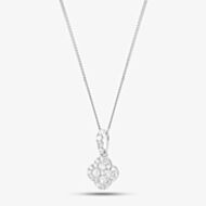 9ct White Gold 0.50ct Diamond Quatrefoil Cluster Necklace PP05328 5.13.0024