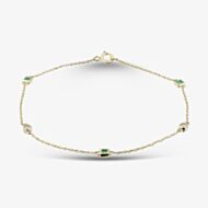 Gold Impression 9ct Yellow Gold Emerald & Diamond Chain Bracelet RJB04749-E