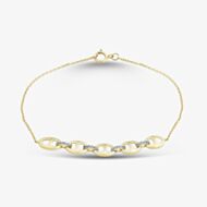 Pure Brilliance 9ct Yellow Gold 0.10ct Diamond Interlinked Chain Bracelet THB46274-10