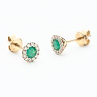 9ct Yellow Gold Emerald & Diamond Cluster Stud Earrings NTE409EMD-9YG