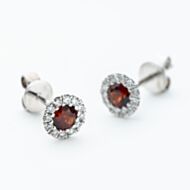 9ct White Gold Garnet & Diamond Cluster Stud Earrings NTE409GARD-9WG