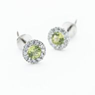 9ct White Gold Peridot & Diamond Cluster Stud Earrings NTE409PERD-9WG