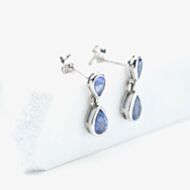 9ct White Gold Pear Cut Tanzanite Double Dropper Earrings HM-33-24-060