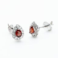 9ct White Gold Pear Cut Garnet & 0.40ct Diamond Cluster Stud Earrings NTE409PEAR-GARD-9WG