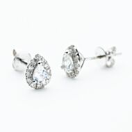 9ct White Gold Pear Cut Moonstone & 0.27ct Diamond Cluster Stud Earrings NTE409PEAR-MOOND-9WG