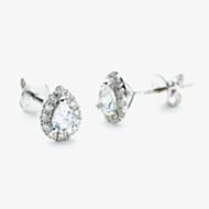 9ct White Gold Pear Cut Moonstone & 0.27ct Diamond Cluster Stud Earrings NTE409PEAR-MOOND-9WG