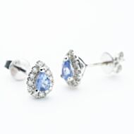 9ct White Gold Pear Cut Tanzanite & 0.30ct Diamond Cluster Stud Earrings NTE409PEAR-TZD-9WG