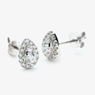 9ct White Gold Pear Cut Diamond Cluster Stud Earrings NTE409PEAR-D-9WG