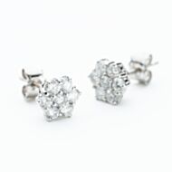 18ct White Gold Brilliant Cut 1.00ct Diamond Daisy Stud Earrings KDCER100/51520C