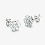 18ct White Gold Brilliant Cut 1.00ct Diamond Daisy Stud Earrings KDCER100/51520C