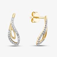 9ct Yellow Gold 0.15ct Brilliant Cut Diamond Tear Drop Stud Earrings THE41403-15 (YG)