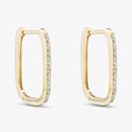 9ct Yellow Gold Diamond Square Hoop Earrings E4664/15-10