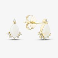 9ct Yellow Gold Oval Opal & Diamond Cluster Stud Earrings E4583-10