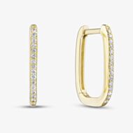 9ct Yellow Gold Diamond Rounded Square Hoop Earrings E4664/09-10