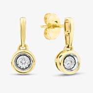 Pure Brilliance 9ct Yellow Gold 0.10ct Brilliant Cut Diamond Dropper Stud Earrings THE30825-10
