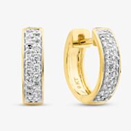 Pure Brilliance 9ct Yellow Gold 0.25ct Diamond Channel Set Two Row Huggie Earrings THE45089-25
