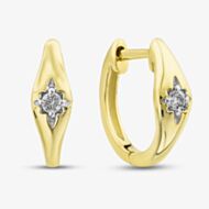 Pure Brilliance 9ct Yellow Gold 0.08ct Brilliant Cut Diamond Huggie Hoop Earrings THE42986-08NJ