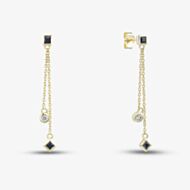 9ct Yellow Gold Sapphire & Diamond Two Strand Drop Earrings RJE04757-BS