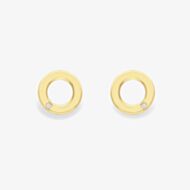 9ct Yellow Gold Diamond Open Circle Stud Earrings 12325147264