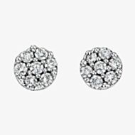 9ct White Gold Round Diamond Cluster Stud Earrings GE734