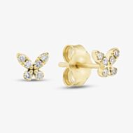 9ct Yellow Gold 0.08ct Brilliant Cut Diamond Butterfly Stud Earrings THE46446-08