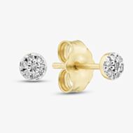 9ct Yellow Gold 0.05ct Brilliant Cut Diamond Cluster Stud Earrings THE46506-05