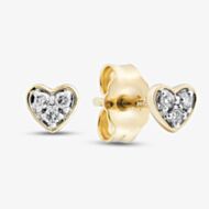 Pure Brilliance 9ct Yellow Gold 0.05ct Diamond Heart Stud Earrings THE46488-05 (YG)