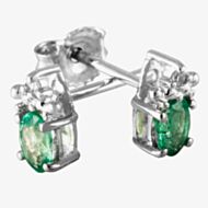 9ct White Gold Emerald and Diamond Stud Earrings ve04846 9kw-em