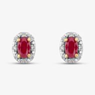 9ct Diamond Ruby Oval Stud Earrings BSE0006-R